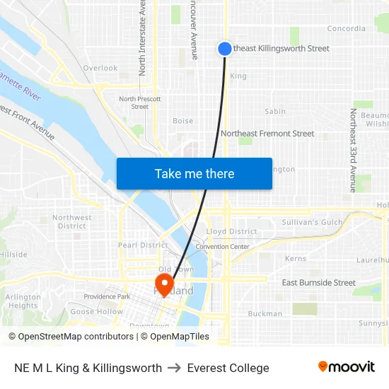 NE M L King & Killingsworth to Everest College map