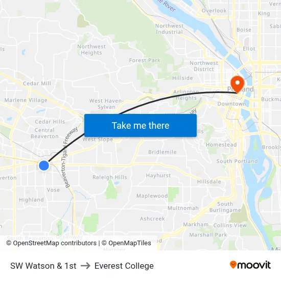 SW Watson & 1st to Everest College map