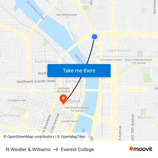 N Weidler & Williams to Everest College map