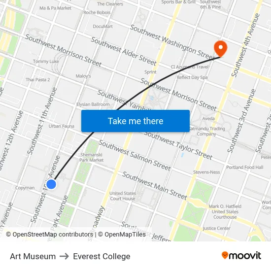 Art Museum to Everest College map