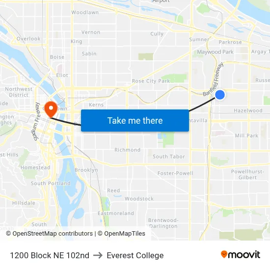 1200 Block NE 102nd to Everest College map