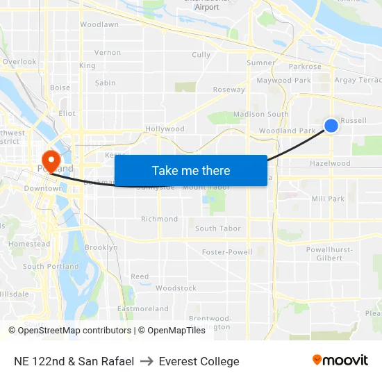 NE 122nd & San Rafael to Everest College map