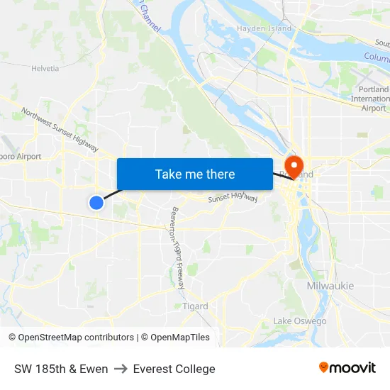 SW 185th & Ewen to Everest College map
