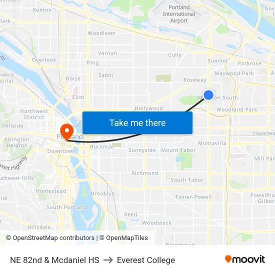 NE 82nd & Mcdaniel HS to Everest College map
