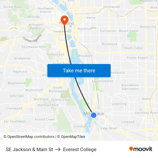 SE Jackson & Main St to Everest College map