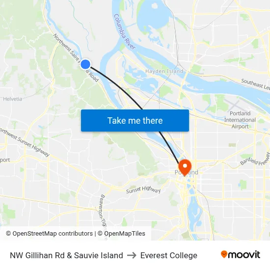 NW Gillihan Rd & Sauvie Island to Everest College map