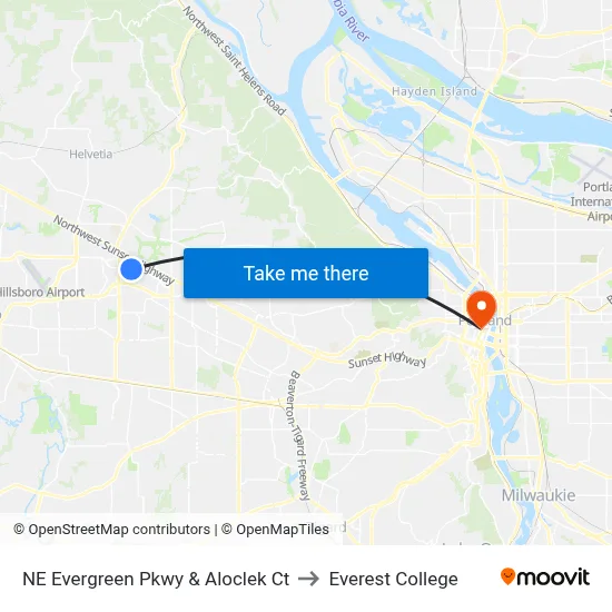 NE Evergreen Pkwy & Aloclek Ct to Everest College map