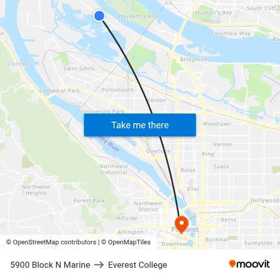 5900 Block N Marine to Everest College map