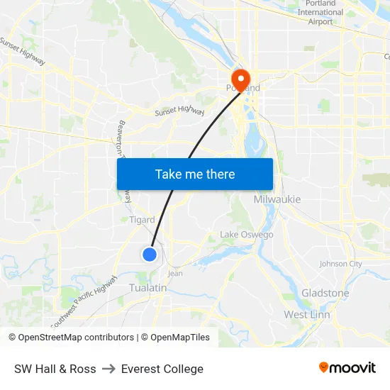 SW Hall & Ross to Everest College map