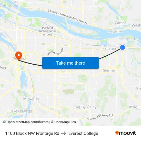 1100 Block NW Frontage Rd to Everest College map