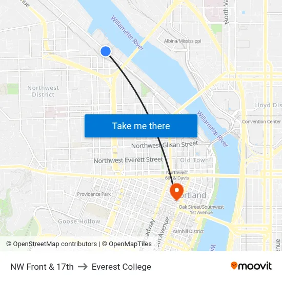 NW Front & 17th to Everest College map