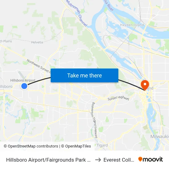 Hillsboro Airport/Fairgrounds Park & Ride to Everest College map