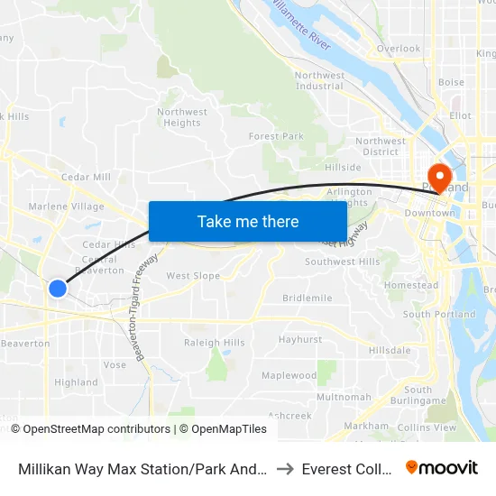 Millikan Way Max Station/Park And Ride to Everest College map