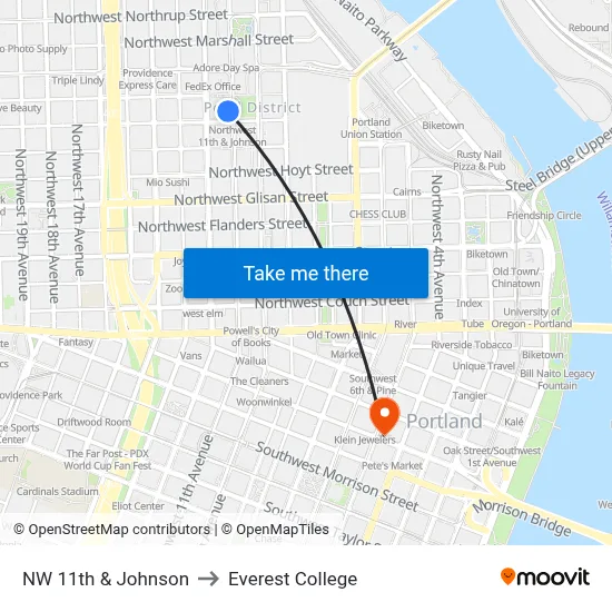 NW 11th & Johnson to Everest College map