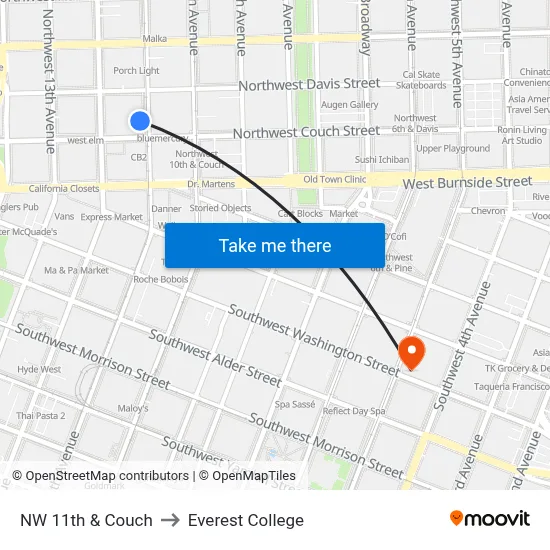 NW 11th & Couch to Everest College map