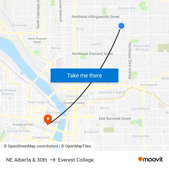 NE Alberta & 30th to Everest College map