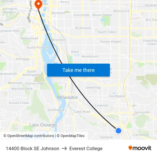 14400 Block SE Johnson to Everest College map