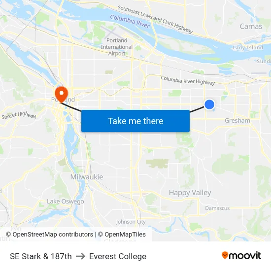 SE Stark & 187th to Everest College map