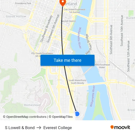 S Lowell & Bond to Everest College map