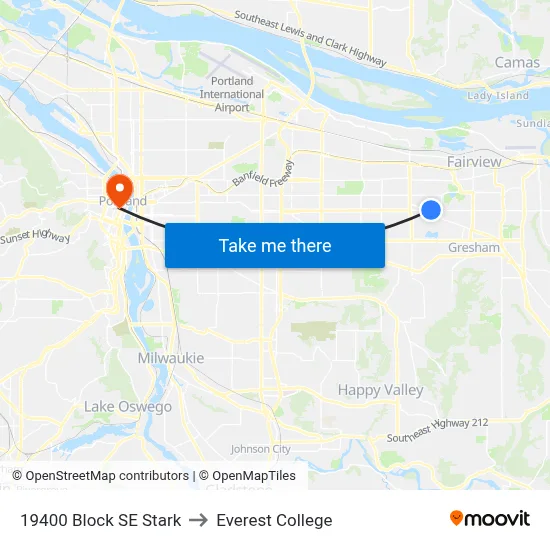 19400 Block SE Stark to Everest College map