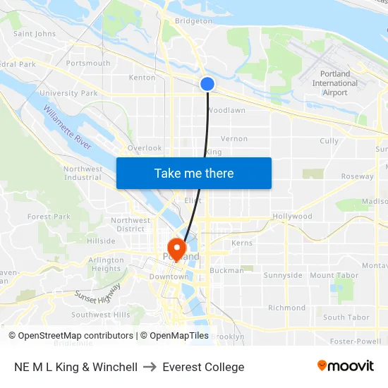 NE M L King & Winchell to Everest College map