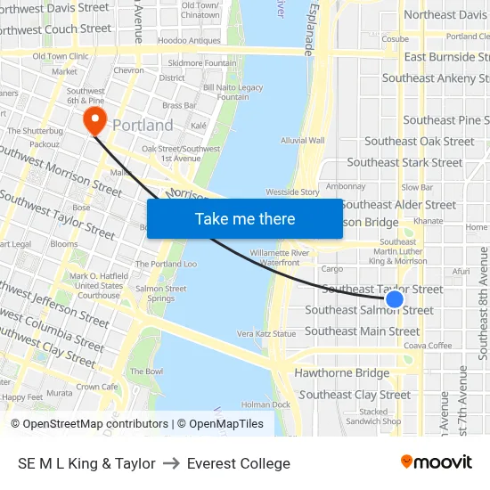SE M L King & Taylor to Everest College map