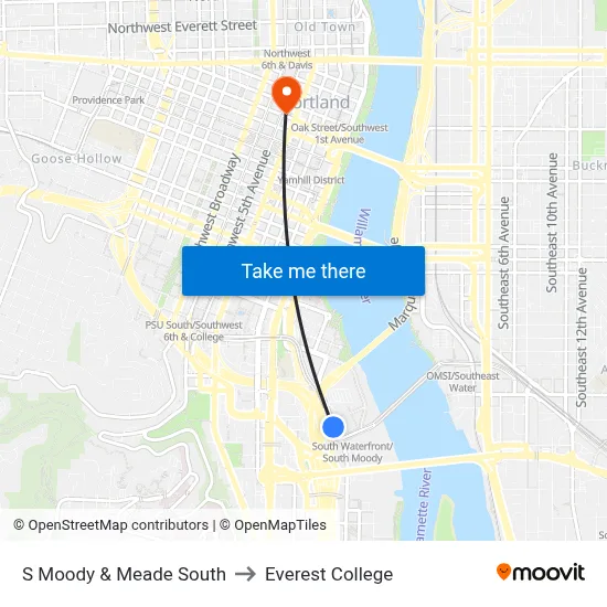 S Moody & Meade South to Everest College map