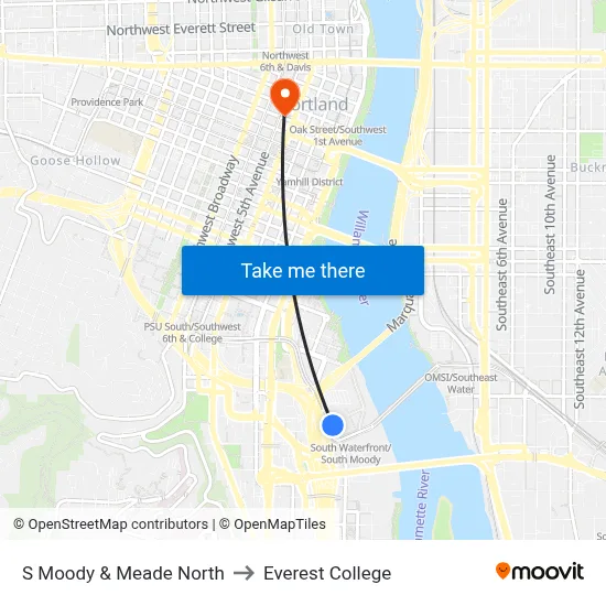 S Moody & Meade North to Everest College map