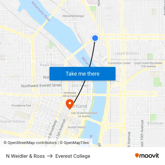 N Weidler & Ross to Everest College map