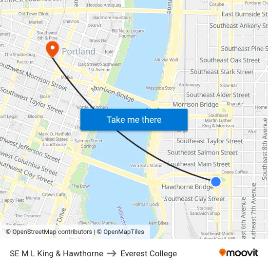SE M L King & Hawthorne to Everest College map