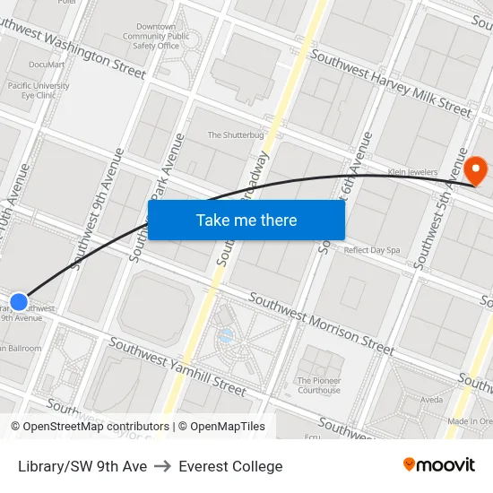 Library/SW 9th Ave to Everest College map
