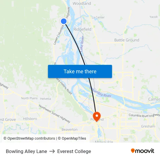 Bowling Alley Lane to Everest College map