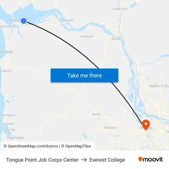 Tongue Point Job Corps Center to Everest College map