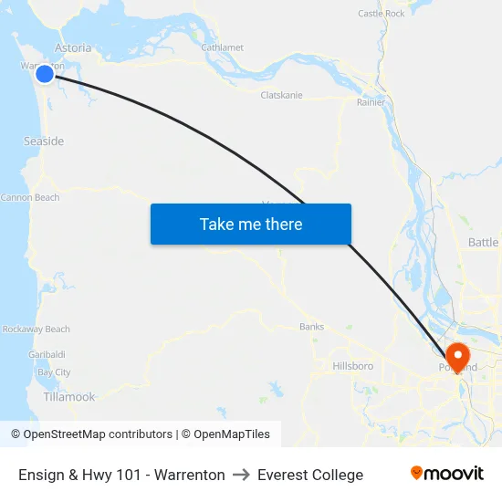 Ensign & Hwy 101 - Warrenton to Everest College map