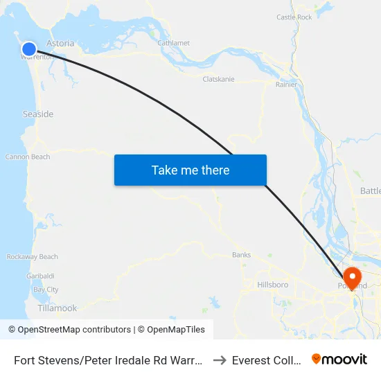 Fort Stevens/Peter Iredale Rd Warrenton to Everest College map