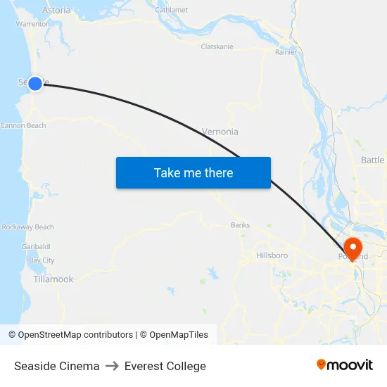 Seaside Cinema to Everest College map