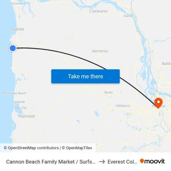 Cannon Beach Family Market / Surfside Resort to Everest College map