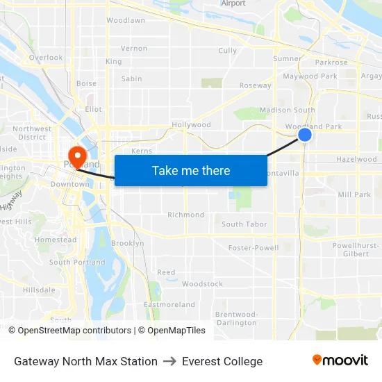 Gateway North Max Station to Everest College map
