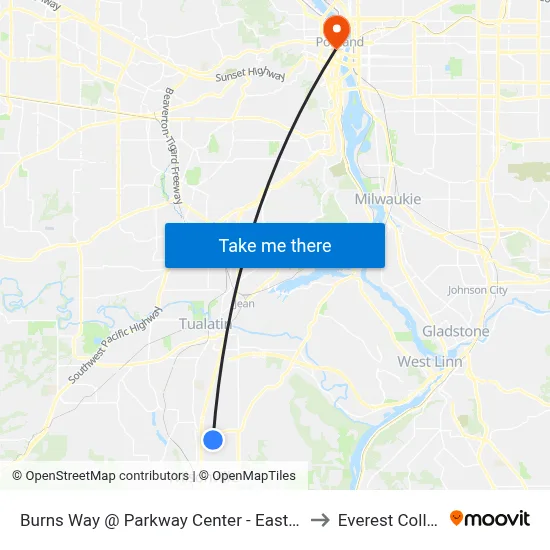 Burns Way @ Parkway Center - Eastbound to Everest College map