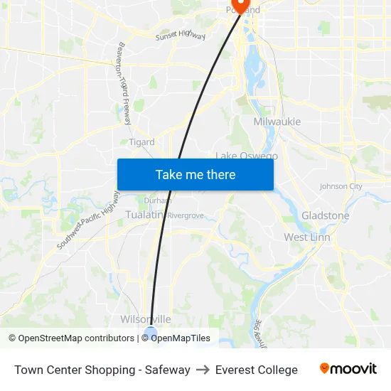 Town Center Shopping - Safeway to Everest College map