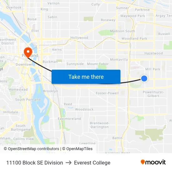 11100 Block SE Division to Everest College map