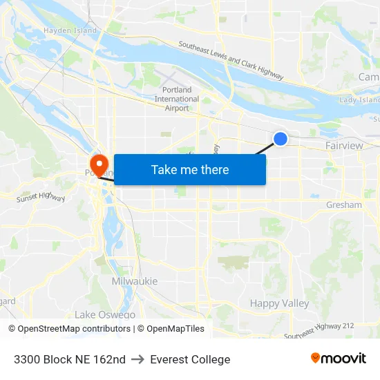 3300 Block NE 162nd to Everest College map