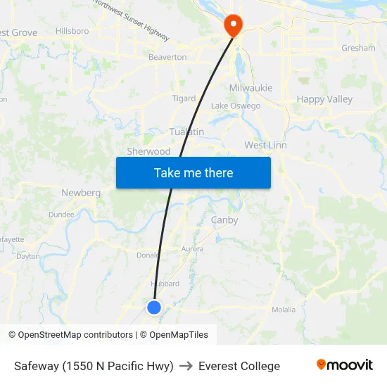 Safeway (1550 N Pacific Hwy) to Everest College map