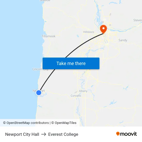 Newport City Hall to Everest College map