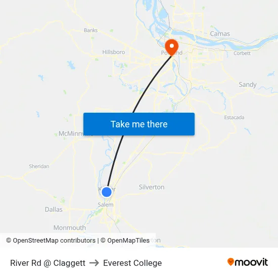 River Rd @ Claggett to Everest College map