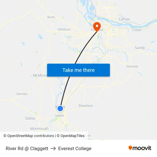 River Rd @ Claggett to Everest College map