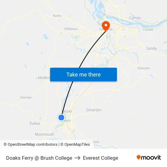 Doaks Ferry @ Brush College to Everest College map