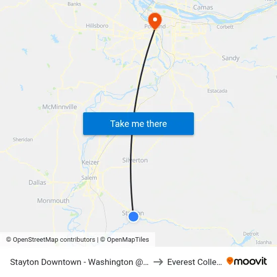 Stayton Downtown - Washington @ 4th to Everest College map