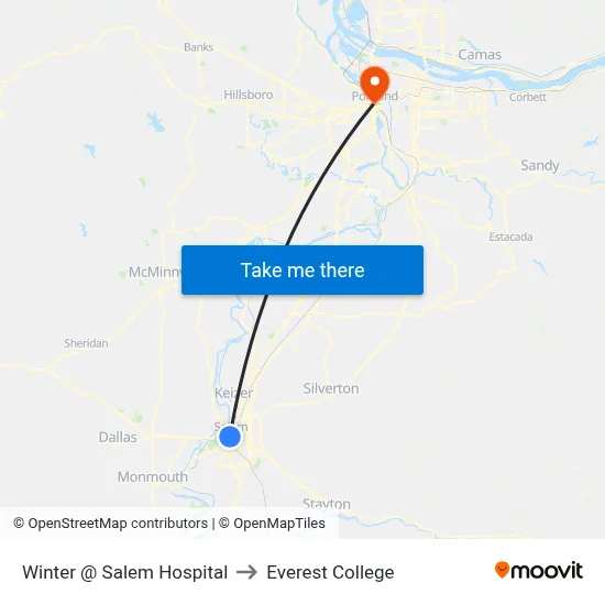 Winter @ Salem Hospital to Everest College map