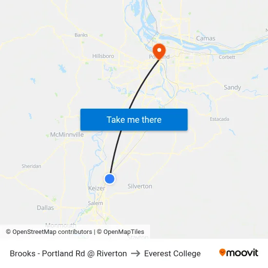 Brooks - Portland Rd @ Riverton to Everest College map